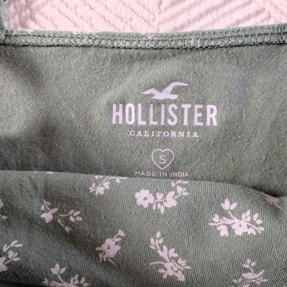 Hollister Green & White Floral Lace Cami Small Tank Top - Picture 5 of 5